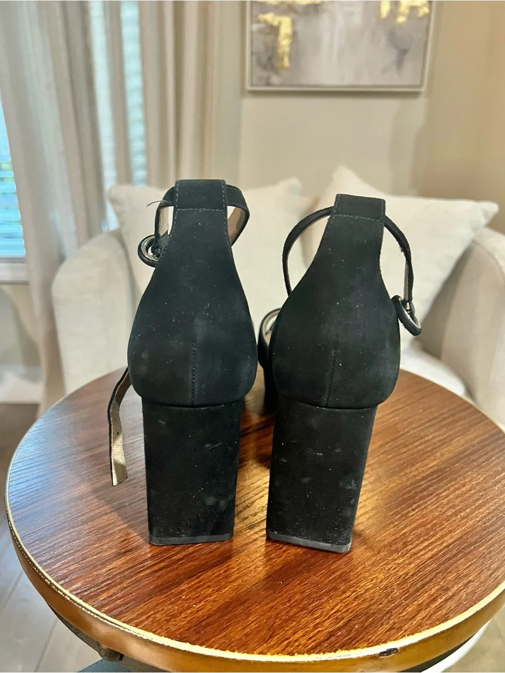Bernardo Black Suede Platform Block Heel Ankle Strap Sandals